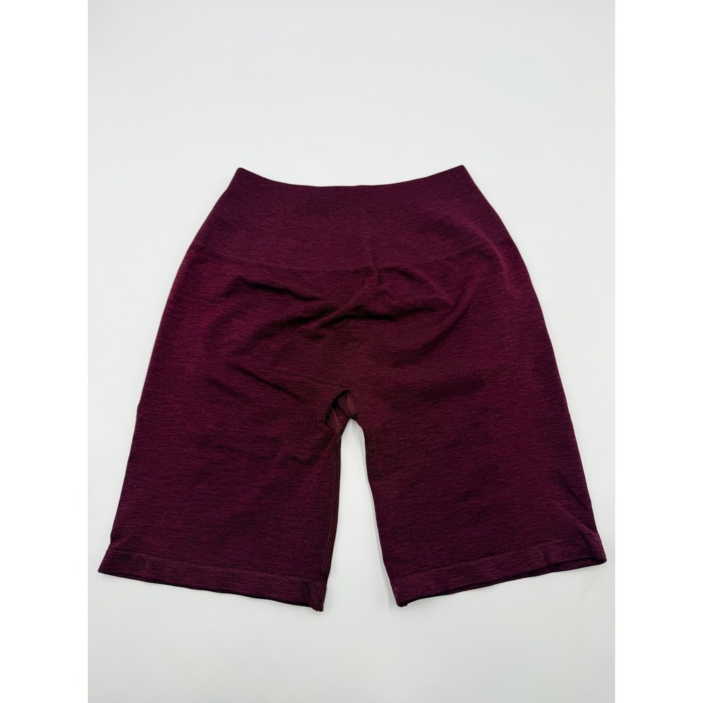 Alphalete Amplify Women Burgundy Seamless Scrunch Bum Biker Shorts High Waist
